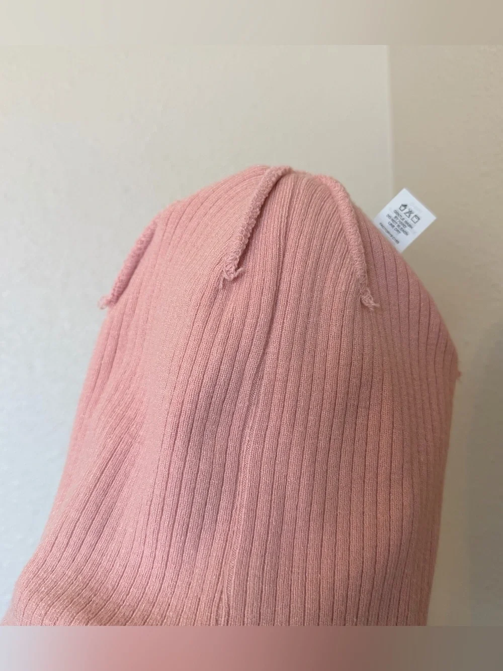 Adidas womens baby pink ribbed knit logo beanie hat streetwear winter y2k preppy